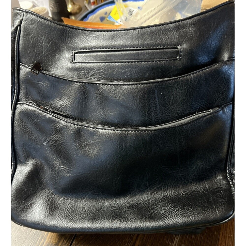 Sam & Hadley Black Leather Zippered Purse Shoulder Bag - Picture 7 of 11